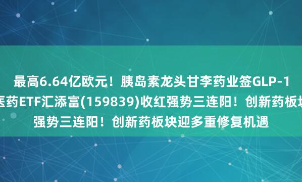 最高6.64亿欧元！胰岛素龙头甘李药业签GLP-1出海大单！生物医药ETF汇添富(159839)收红强势三连阳！创新药板块迎多重修复机遇