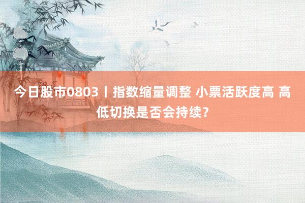 今日股市0803丨指数缩量调整 小票活跃度高 高低切换是否会持续？