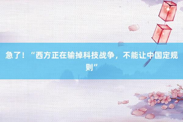 急了！“西方正在输掉科技战争，不能让中国定规则”