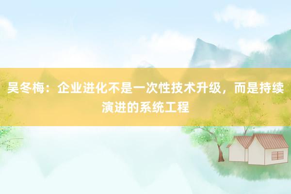 吴冬梅:企业进化不是一次性技术升级,而是持续演进的系统工程