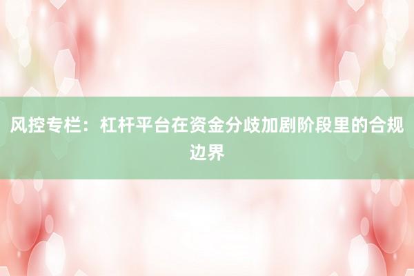 风控专栏：杠杆平台在资金分歧加剧阶段里的合规边界