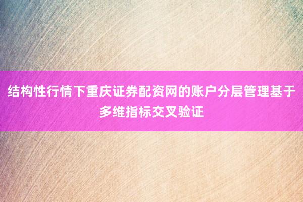 结构性行情下重庆证券配资网的账户分层管理基于多维指标交叉验证
