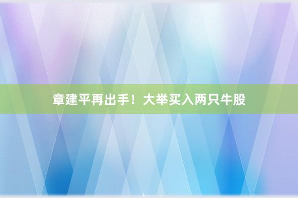 章建平再出手！大举买入两只牛股