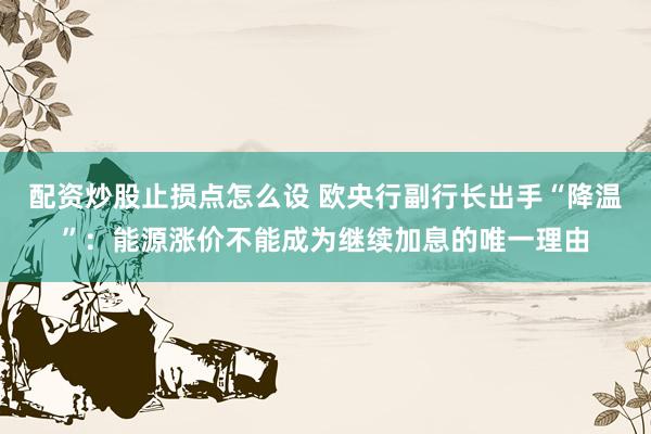 配资炒股止损点怎么设 欧央行副行长出手“降温”：能源涨价不能成为继续加息的唯一理由