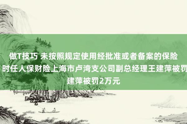 做T技巧 未按照规定使用经批准或者备案的保险条款，时任人保财险上海市卢湾支公司副总经理王建萍被罚2万元